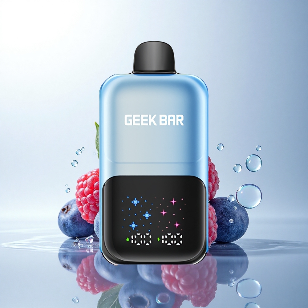 GEEK BAR 2GO 20ml 50000 Puffs Blueberry Raspberry Ice Interactive Screen Dual Tank 20mL 5% Nicotine