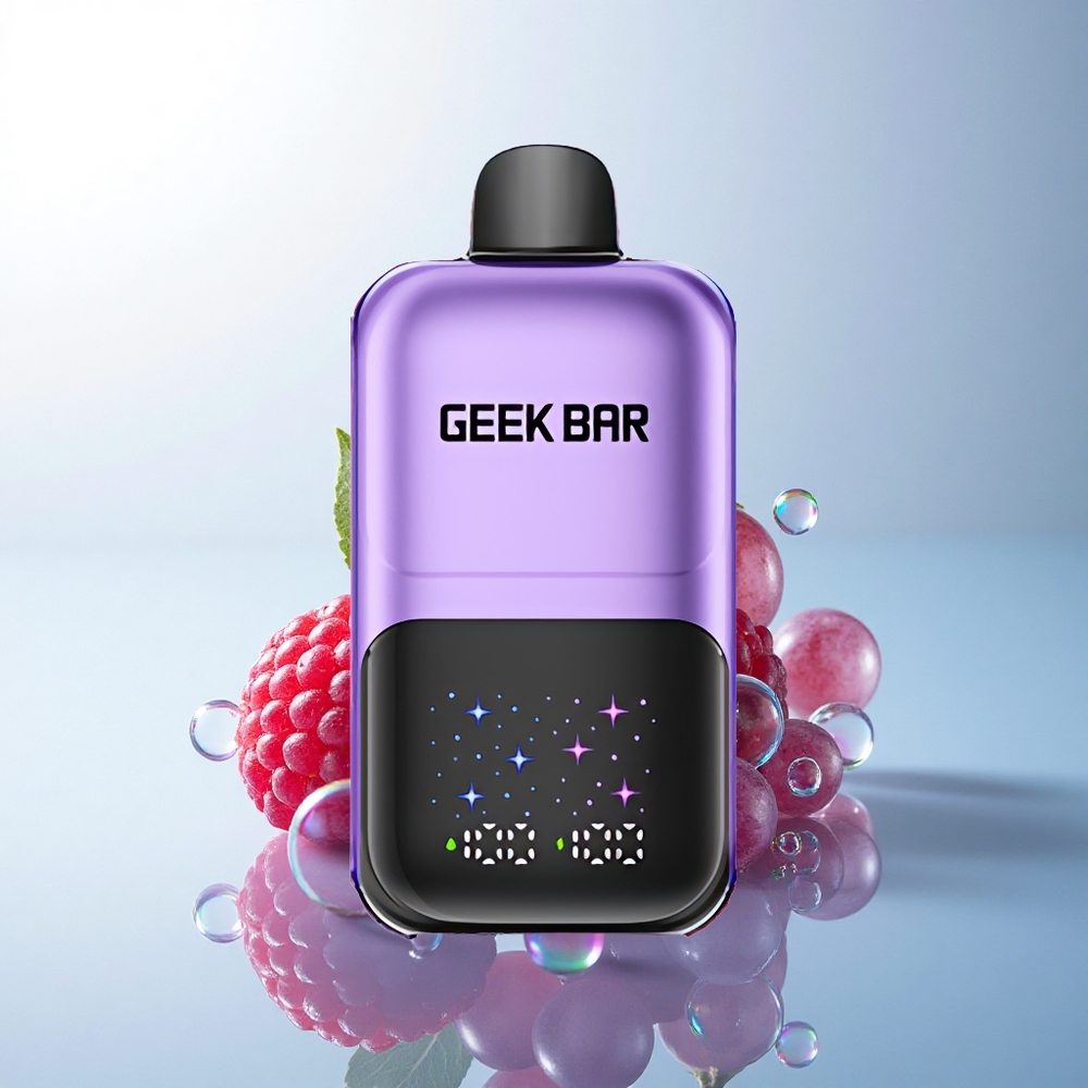 GEEK BAR 2GO 20ml 50000 Puffs Grape & Raspberry Interactive Screen 5% Nicotine Disposable Vape Pen