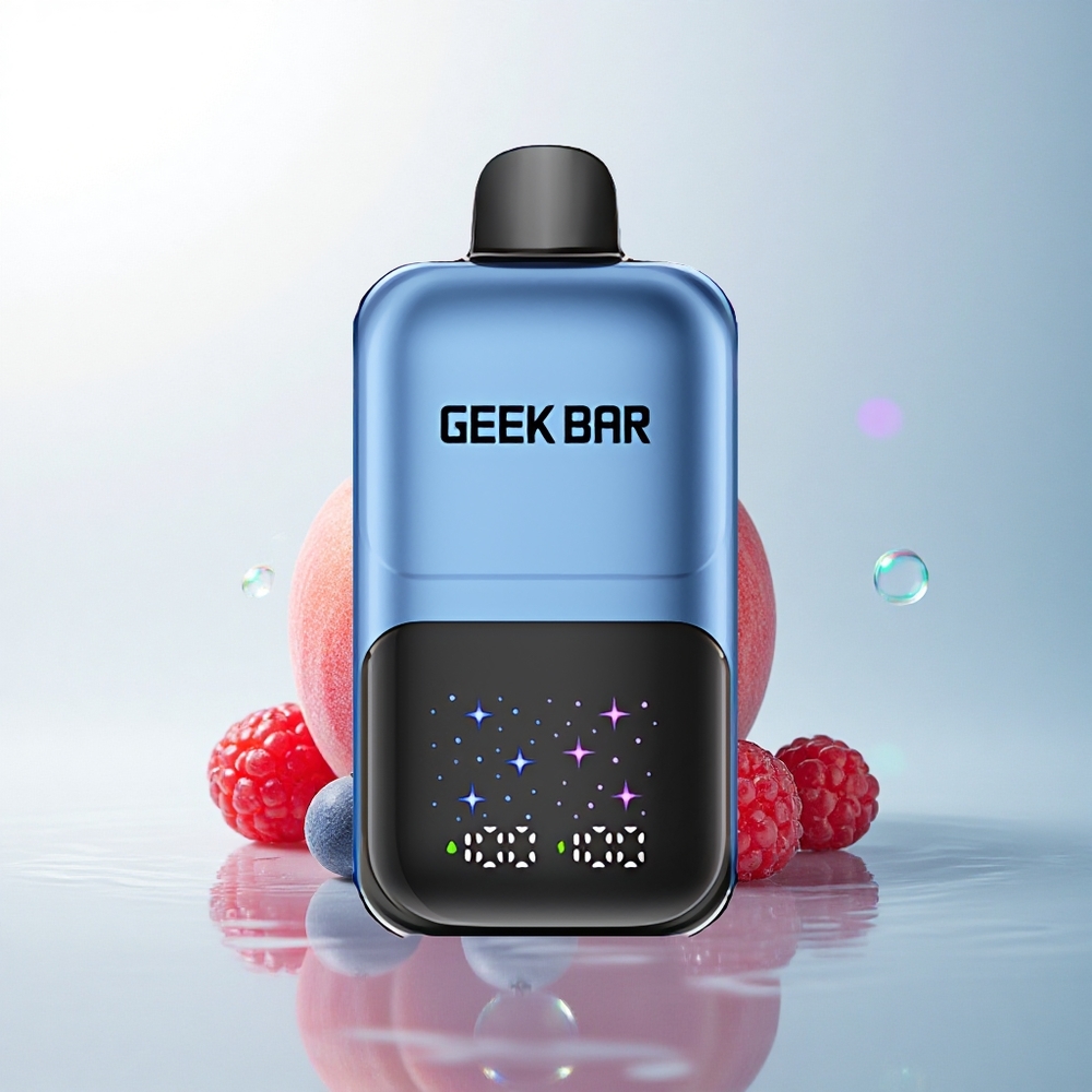 GEEK BAR 2GO 20ml 50000 Puffs Peach & Berries Interactive Dual Tank 20mL 5% Nicotine Rechargeable