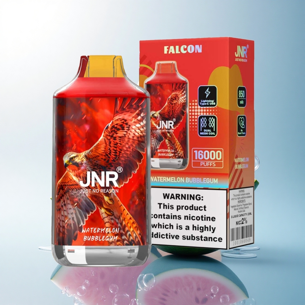 JNR Falcon 16000 Watermelon Bubblegum 850mAh 22ml Dual Mesh 0% Nicotine