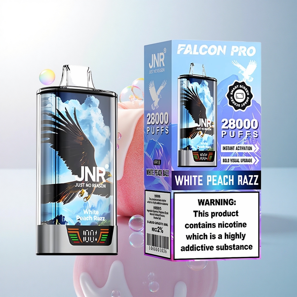JNR Falcon Pro 28000 White Peach Razz Dual Mesh 5% Nicotine