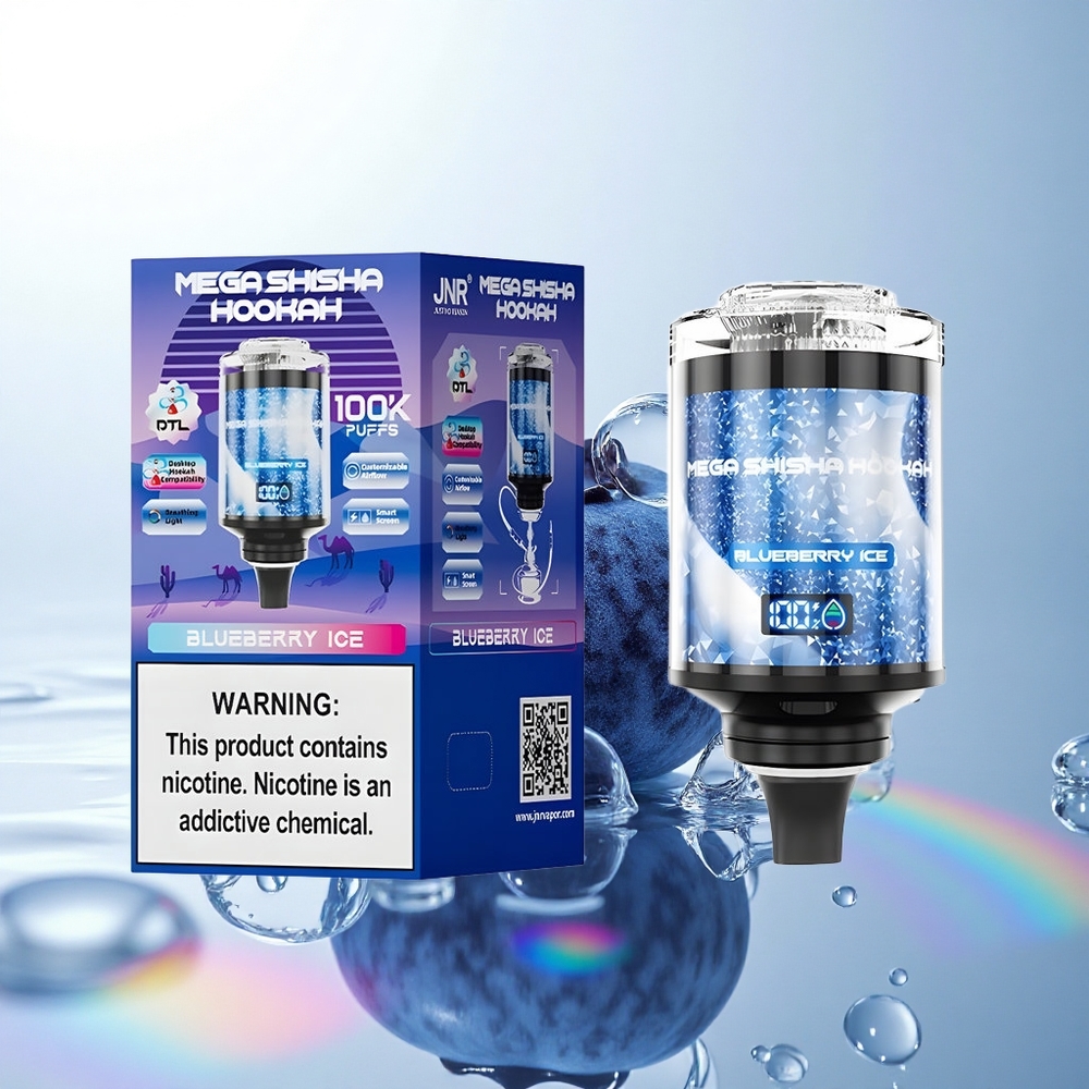 JNR Mega Shisha Hookah 100K Blueberry Ice 2200mAh 2% Nicotine