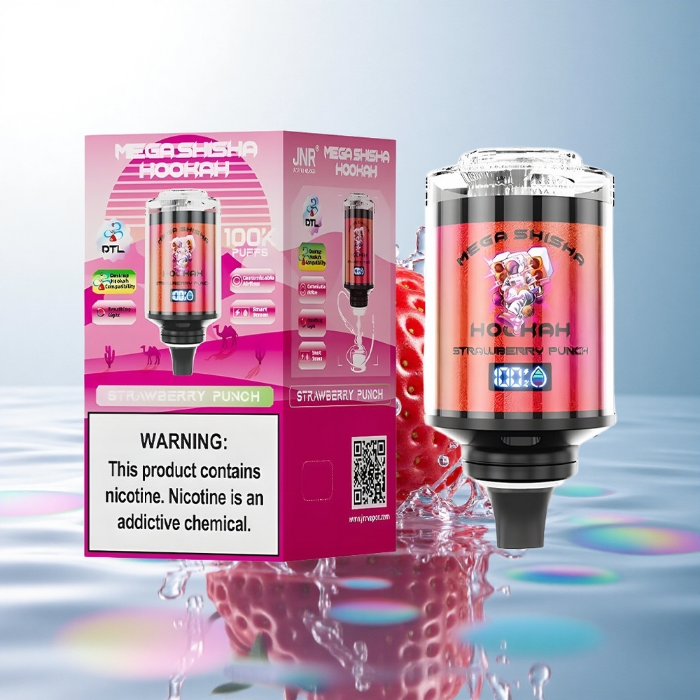 JNR Mega Shisha Hookah 100K Strawberry Punch 2200mAh 2% Nicotine