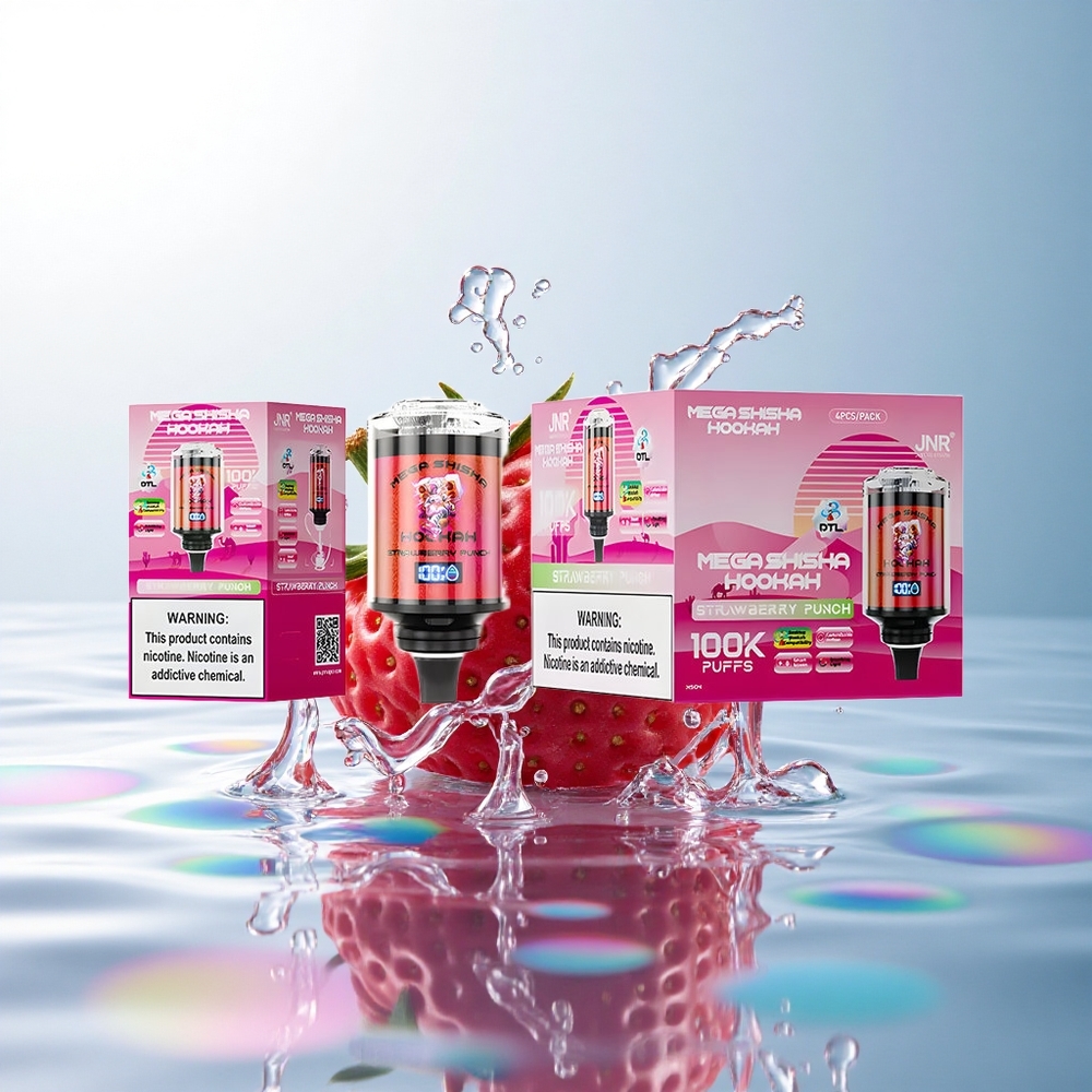 JNR Mega Shisha Hookah 100K Strawberry Punch 2200mAh 2% Nicotine