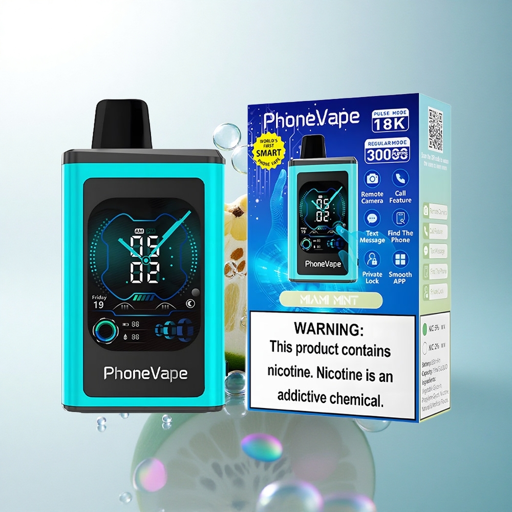 JNR PhoneVape 30000 Miami Mint Rechargeable 850mAh Nicotine 2% 5% Disposable Vape