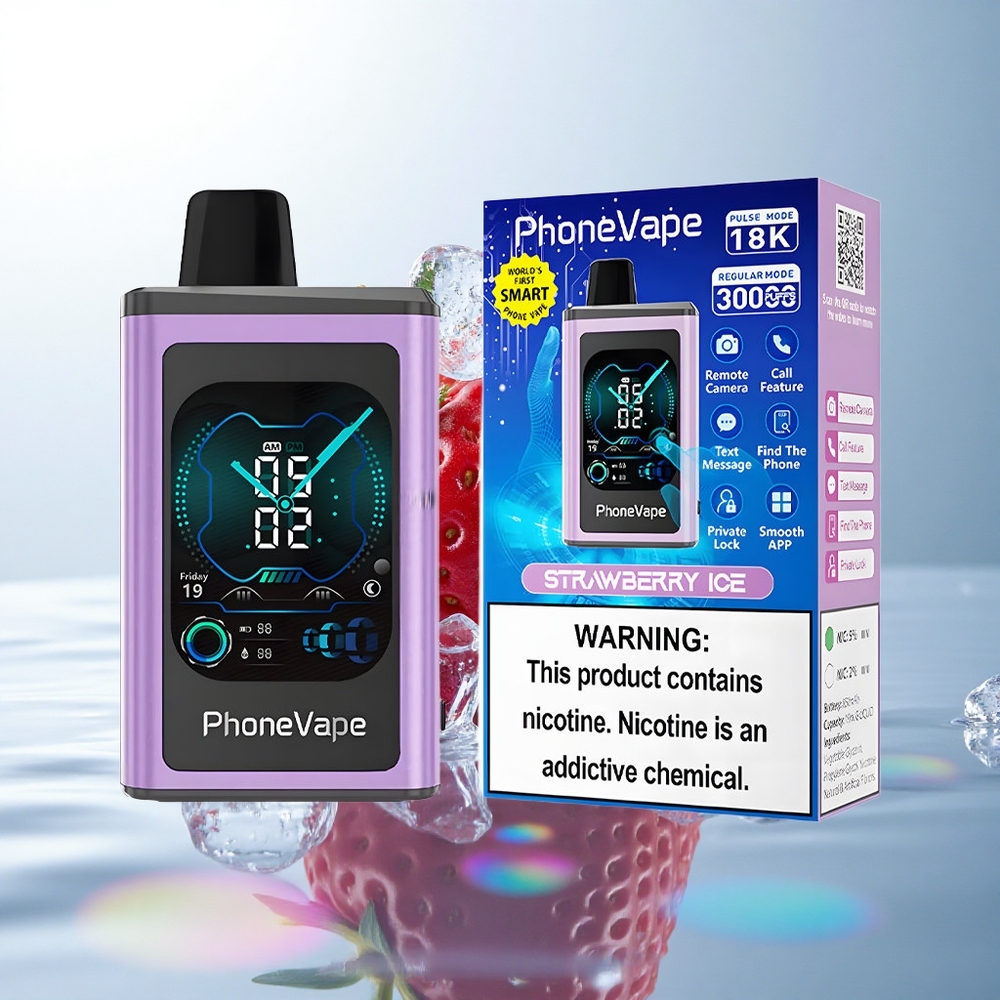 JNR PhoneVape 30000 Strawberry Ice Turbo 850mAh Nicotine 2% 5%