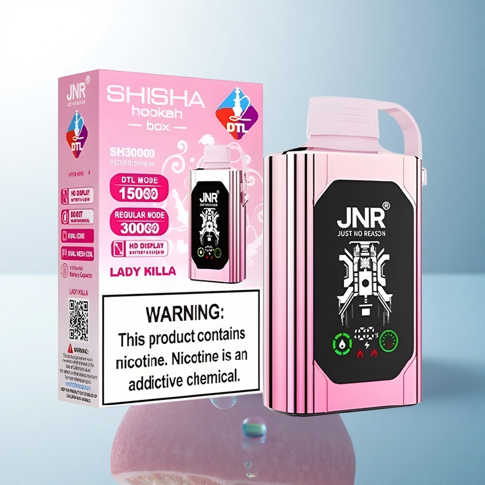 JNR Shisha Hookah Box 20500 Lady Killa HD Display 1000mAh Dual Mesh Coil 25ml Nicotine 0% 2% 5%