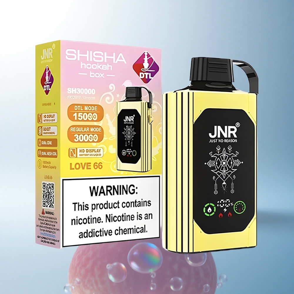 JNR Shisha Hookah Box 20500 Love 66 HD Display Dual Mesh Coil 25ml 1000mAh Type-C Quick Charge Nicotine 0% 2% 5%