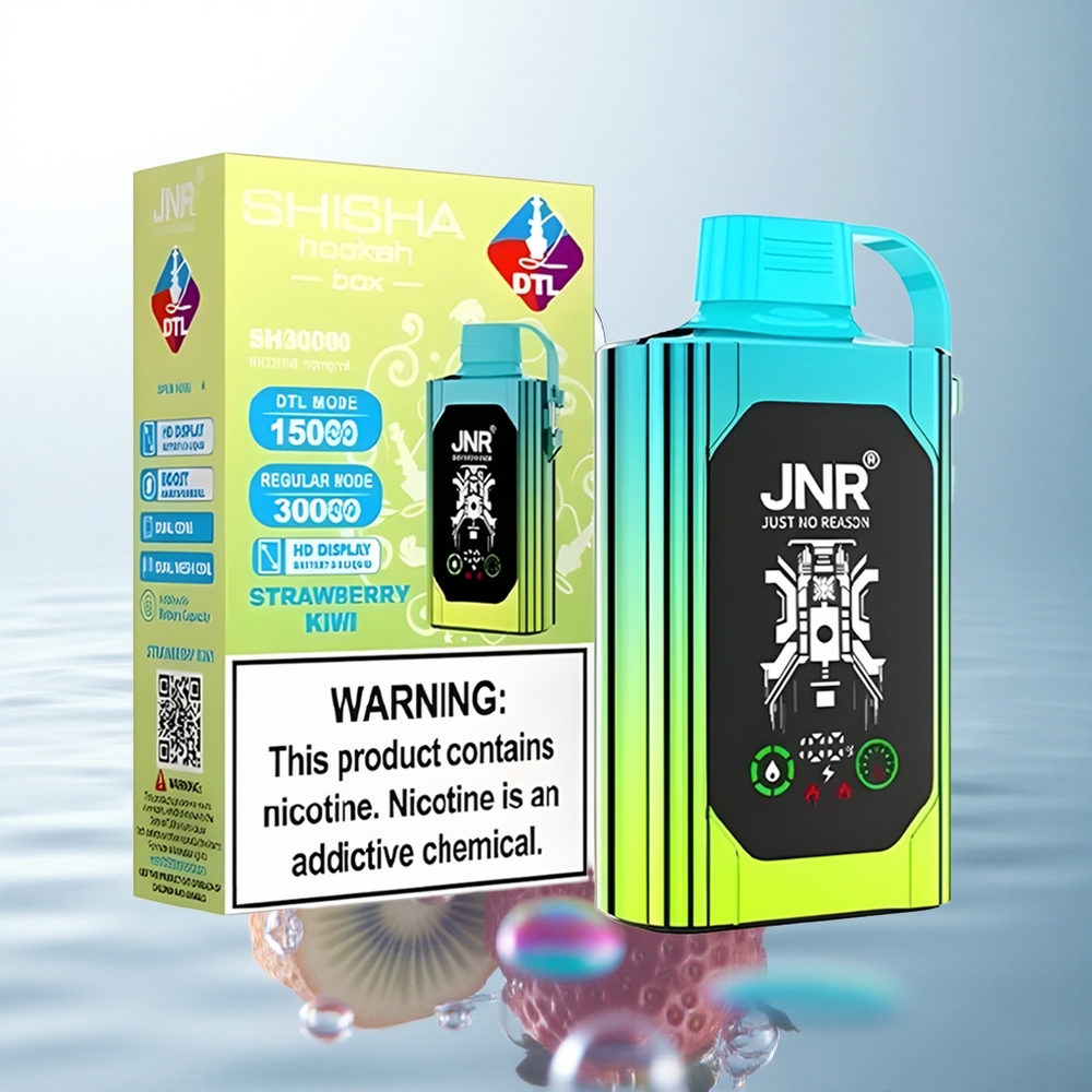 JNR Shisha Hookah Box 20500 Strawberry Kiwi HD Display 1000mAh Dual Mesh Coil