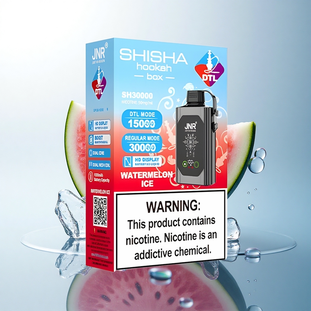 JNR Shisha Hookah Box 20500 Watermelon Ice with HD Display and 1000mAh Battery