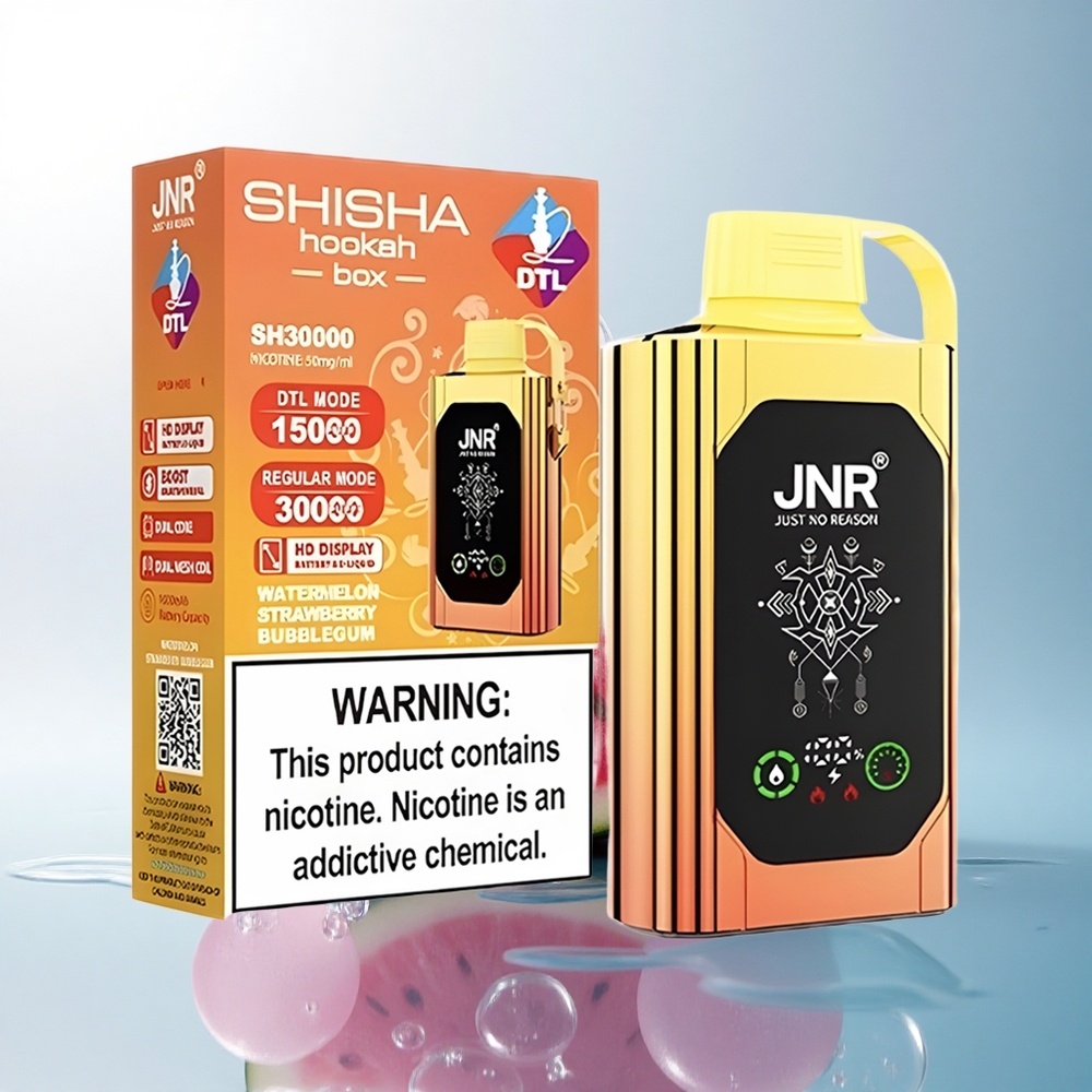 JNR Shisha Hookah Box 20500 Watermelon Strawberry Bubblegum 25ml 1000mAh Dual Mesh Coil