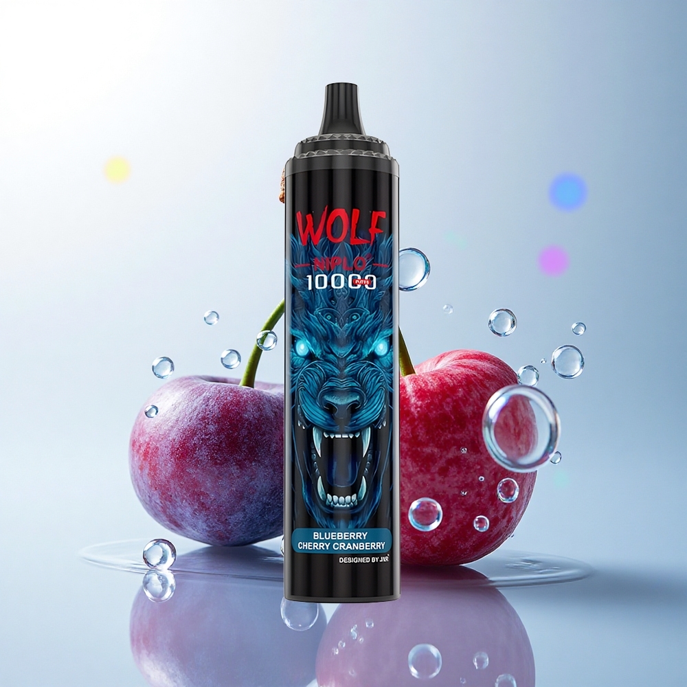 JNR Wolf Niplo 10000 Blueberry Cherry Cranberry 1.0 Ohm 650mAh 20ml Nicotine 0% 2% 5% Type-C