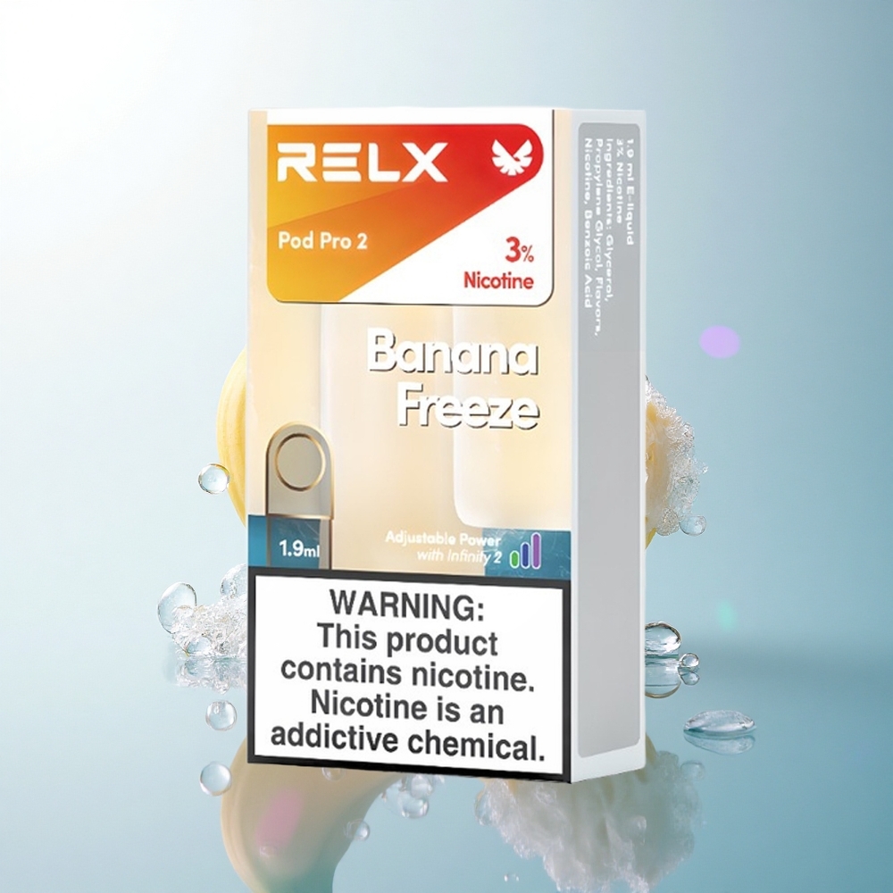 Relx Pod Pro 2 Vape Device Banana Freeze 30mg/ml Nicotine 1.9ml 3 Voltage Modes