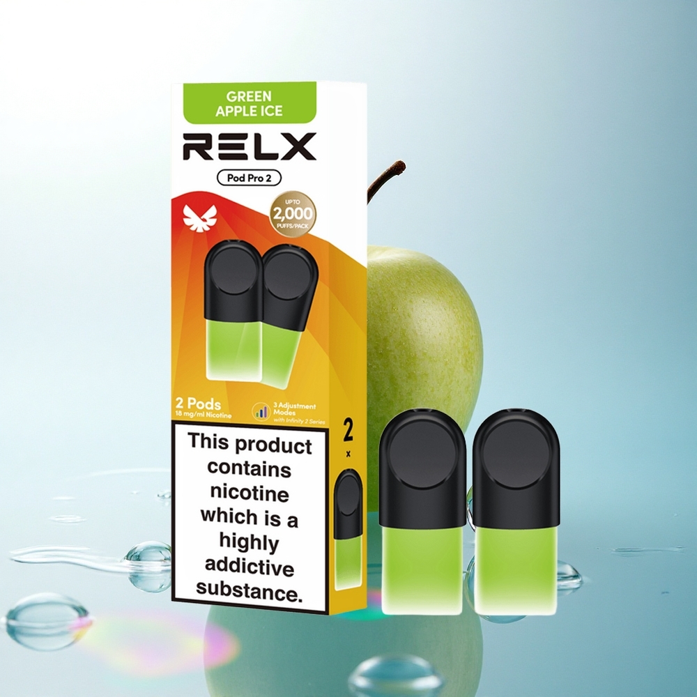 Relx Pod Pro 2 Vape Device Green Apple Ice 18mg/ml 1.9ml 5.5W/6.5W/8W