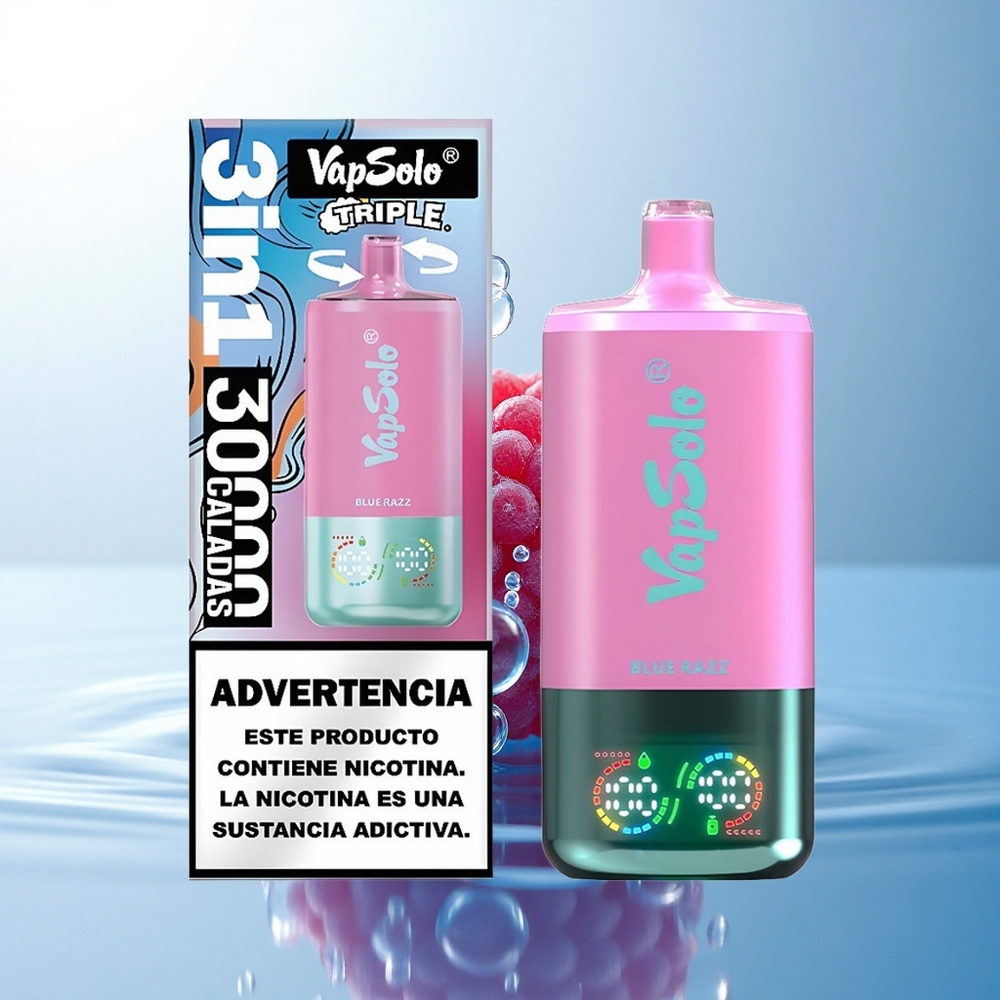 Vapsolo Triple 30000 Puffs Blue Razz Triple 40ml Nicotine 50mg Type-C