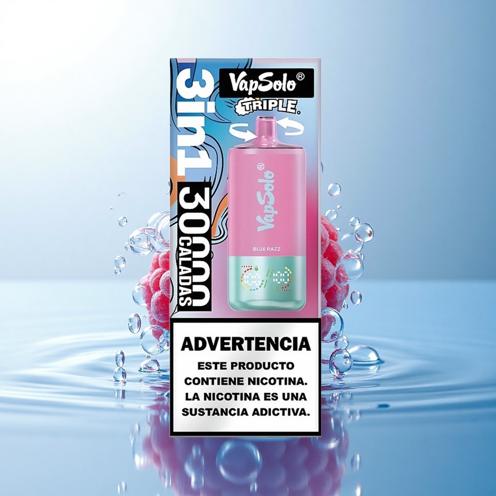 Vapsolo Triple 30000 Puffs Blue Razz Triple 40ml Nicotine 50mg Type-C