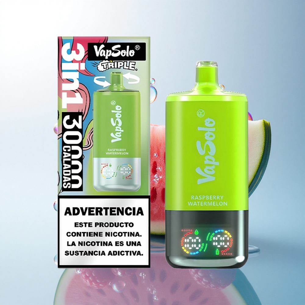 Vapsolo Triple 30000 Puffs Raspberry Watermelon 40ml Type-C Nicotine