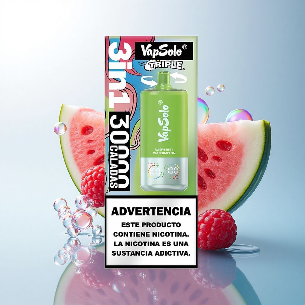 Vapsolo Triple 30000 Puffs Raspberry Watermelon 40ml Type-C Nicotine