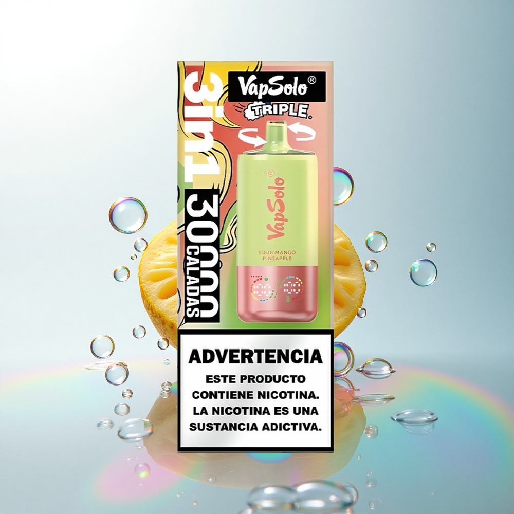 Vapsolo Triple 30000 Puffs Sour Mango Pineapple 40ml Type-C 20mg Nicotine