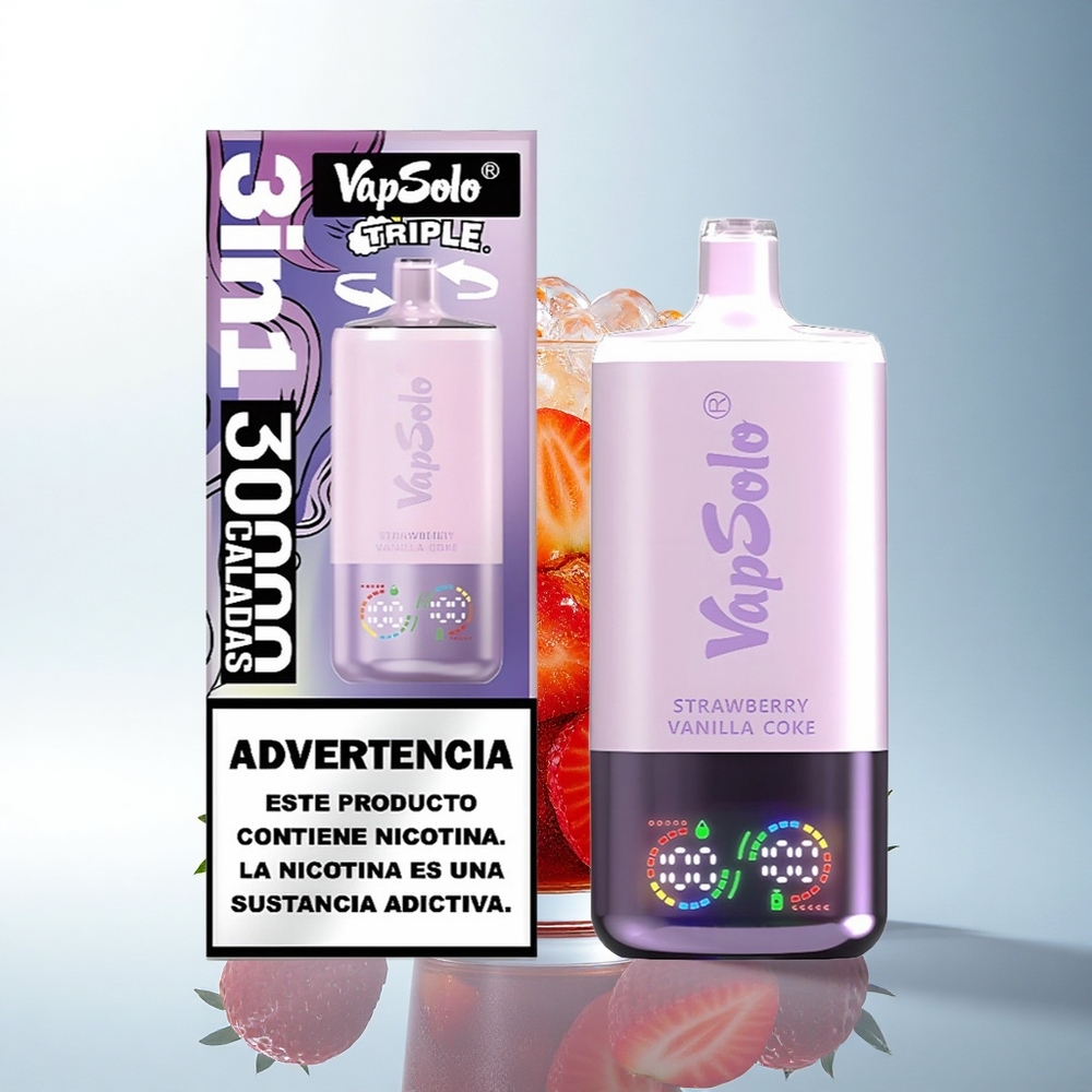 Vapsolo Triple 30000 Puffs Strawberry Vanilla Coke 40ml 20mg/ml Nicotine Type-C