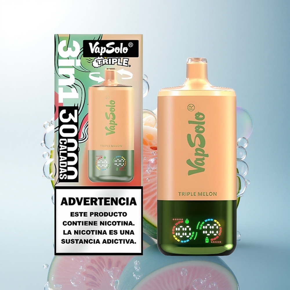Vapsolo Triple 30000 Puffs Triple Melon 40ml 50mg Nicotine