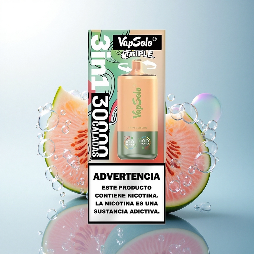 Vapsolo Triple 30000 Puffs Triple Melon 40ml 50mg Nicotine