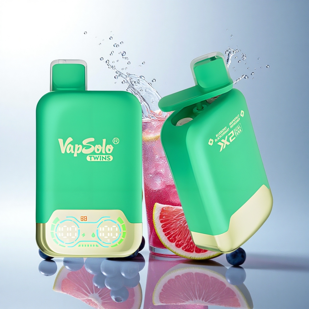 Vapsolo Twins 20000 Puffs 40ml Dual Tank Blueberry Blackcurrant & Grapefruit Refresher with Type-C Charging