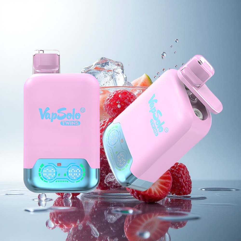 Vapsolo Twins 20000 Puffs Black Ice Dragon Fruit Strawberry & Raspberry Watermelon 40ml 50mg Nicotine Type-C