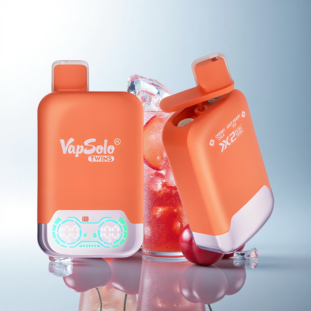 Vapsolo Twins 20000 Puffs Cherry Cola & Juicy Peach Ice Type-C Dual Tank 40ml 20mg Nicotine
