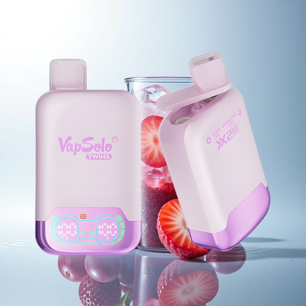 Vapsolo Twins 20000 Puffs Grape Ice & Strawberry Kiwi 40ml Dual Tank Type-C 20mg/ml Nicotine