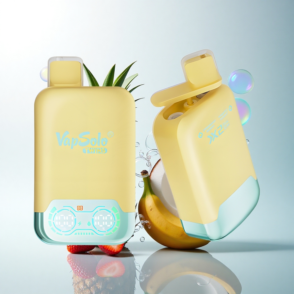 Vapsolo Twins 20000 Puffs Pineapple Coconut & Strawberry Banana 40ml Dual Tank Type-C 20mg/ml Nicotine