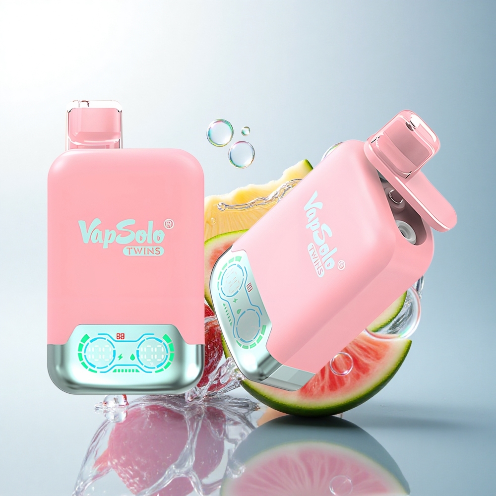 Vapsolo Twins 20000 Puffs Strawberry Ice & Mango Peach Watermelon 40ml Dual Tank Type-C 20mg/ml Nicotine