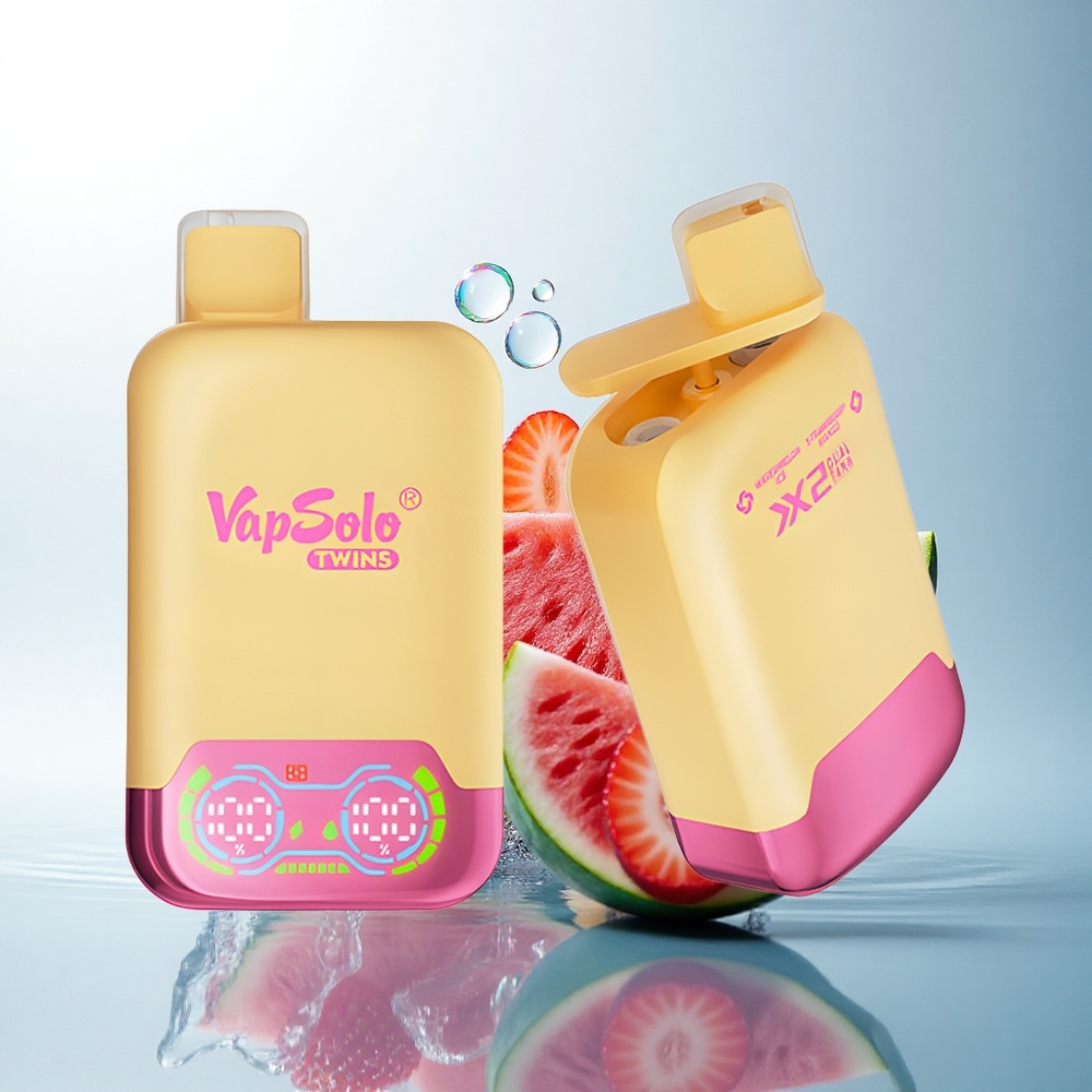 Vapsolo Twins 20000 Puffs Strawberry Mango Ice 40ml & Watermelon Ice 40ml Dual Tank Type-C Charging 20mg Nicotine